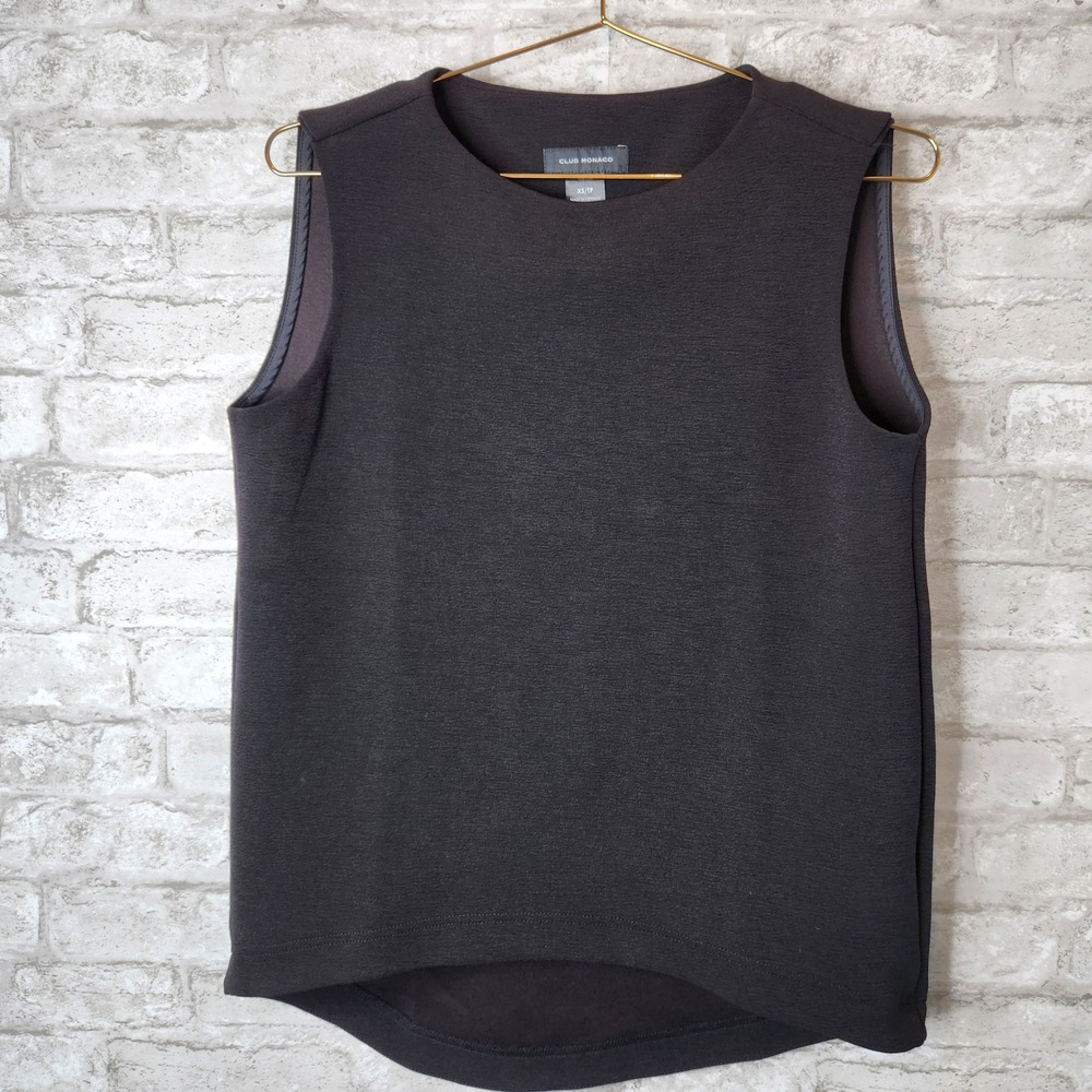 Club Monaco Sleeveless Top Black Textured Minimalist Capsule Wardrobe Classic XS